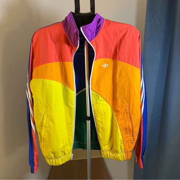 Adidas Originals Zip Up Pride Off Center Windbreaker Jacket - Picture 2 of 11